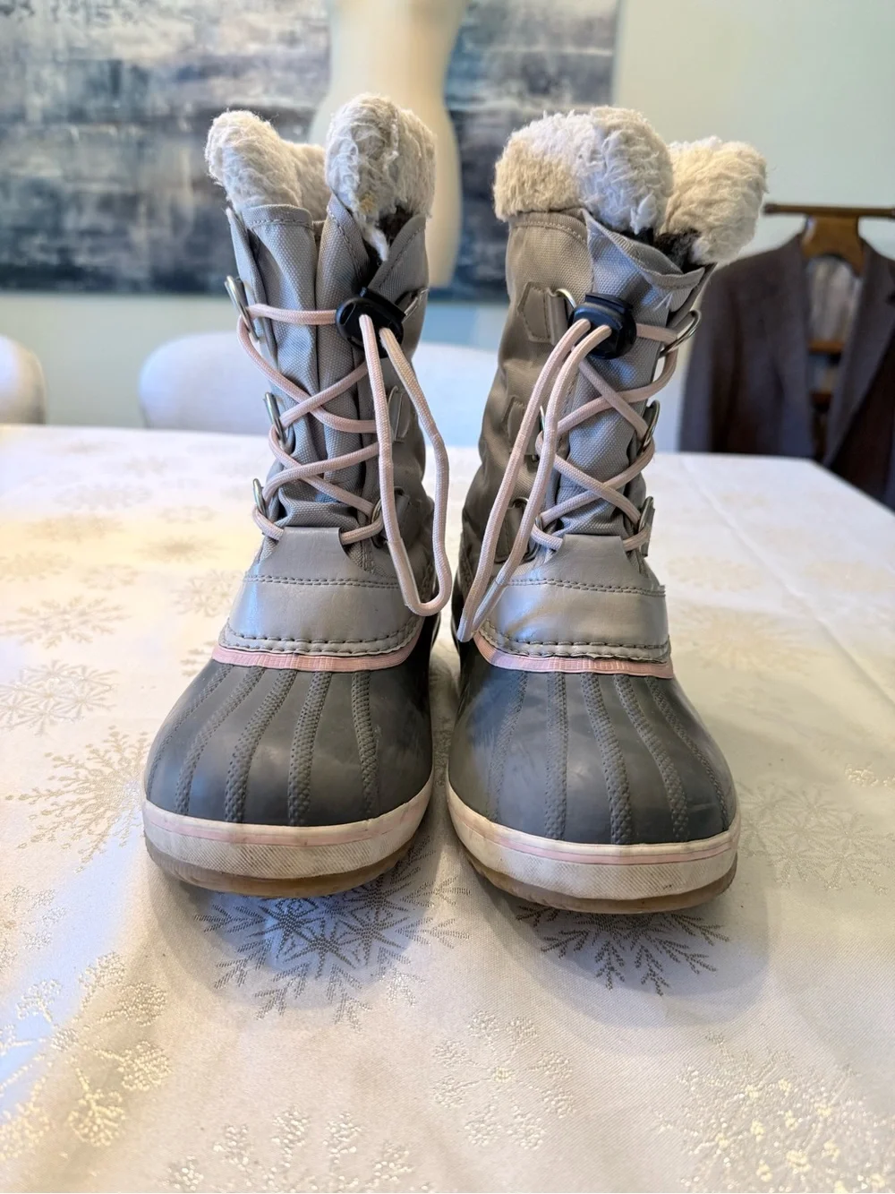 Sorel Kids' YOOT PAC™ Nylon Waterproof Winter Snow Boots Dove/Gum USA 4 EU35
